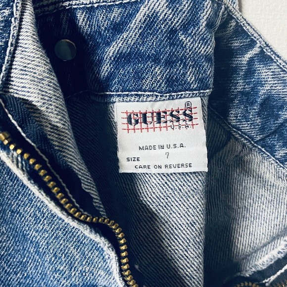 Vintage GUESS Denim Jumper Overall Dress Suspender Style Back Girl's Size 7 USA - Picture 7 of 9